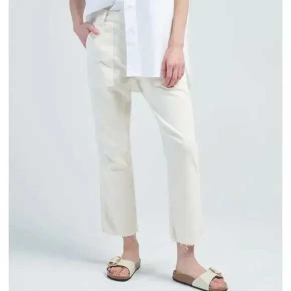 AMO Easy Army Trouser Cream Off White Utility Straight Leg Pants Size 27